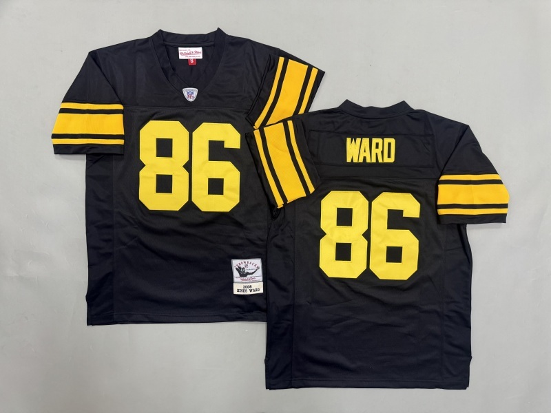 Men 2025 Pittsburgh Steelers #86 Ward black Throwback Limited NFL Jersey style 002